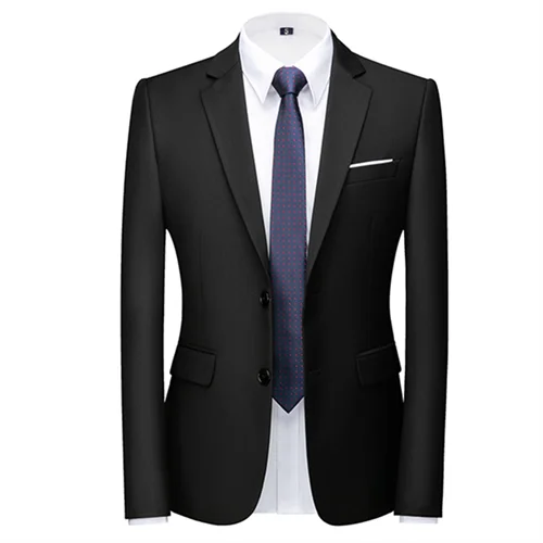 New Men Pure Color Formal Business Social Office Suit Slim Fit Jacket Male Wedding Dance Party Tuxedo Dress Simple Blazers Homme