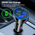 4usb PD 250W Car Charger Type C Fast Charging Auto Mobile Phone Adapter For iPhone Samsung Huawei Xiaomi QC 3.0