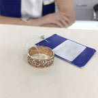585 Purple Gold Elegant faceted fine rings for women Couple style Classic Plated 14K Rose Gold Luxury Jewelry Opening