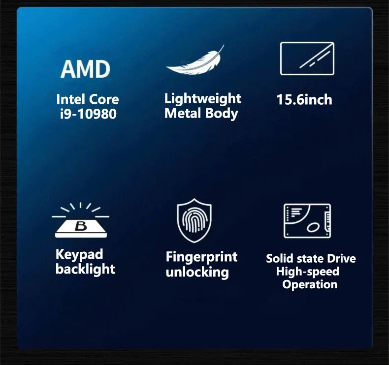 15.6' Intel Core I9 10980HK Windows 11 Pro Laptop Computer 32GB RAM 512GB 1TB 2TB SSD Portable Notebook PC Office Study Laptops