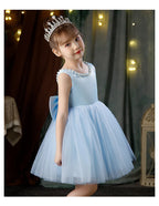 2-10 Years Girls Princess Dress Summer Tulle Big Bow Girls Wedding Dress Piano Performance Costume Host Costume New Kids Clothes