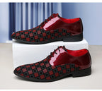 Elegant Red Men's Casual Leather Shoes Pointed-Toe Lace-up Men's Dress Shoes Comfortable Formal Shoes zapatos de vestir hombre