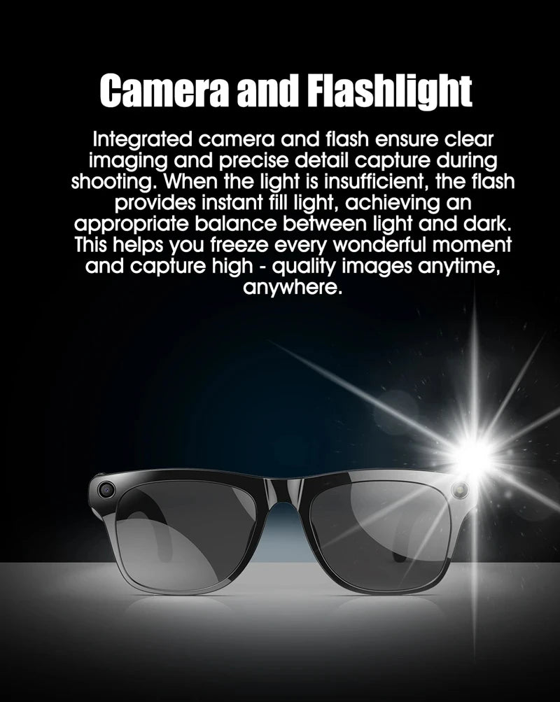 Smart Glasses AI GPT 8K HD Camera Bluetooth Call 260Mah Battery Voice Assistant Translate Identify Objects Smart Glasses