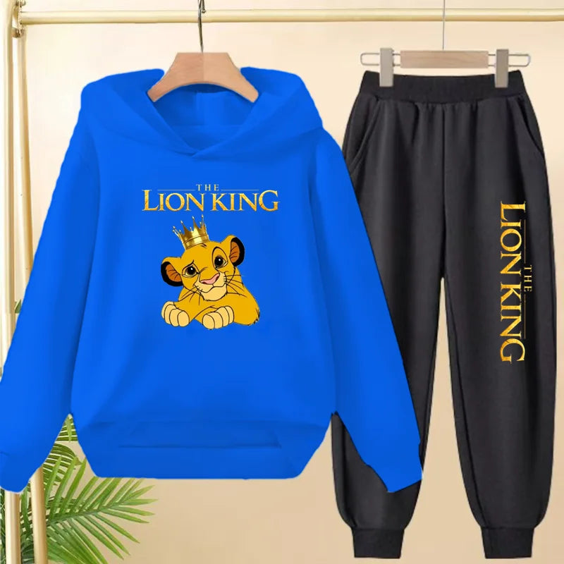 Kids Hoodie Girls Boys Clothing Lion Simba Hoodies Autumn Winter Top+Pants Aged 3 to 14 Children's Suit Tracksuit Sportwear Sets