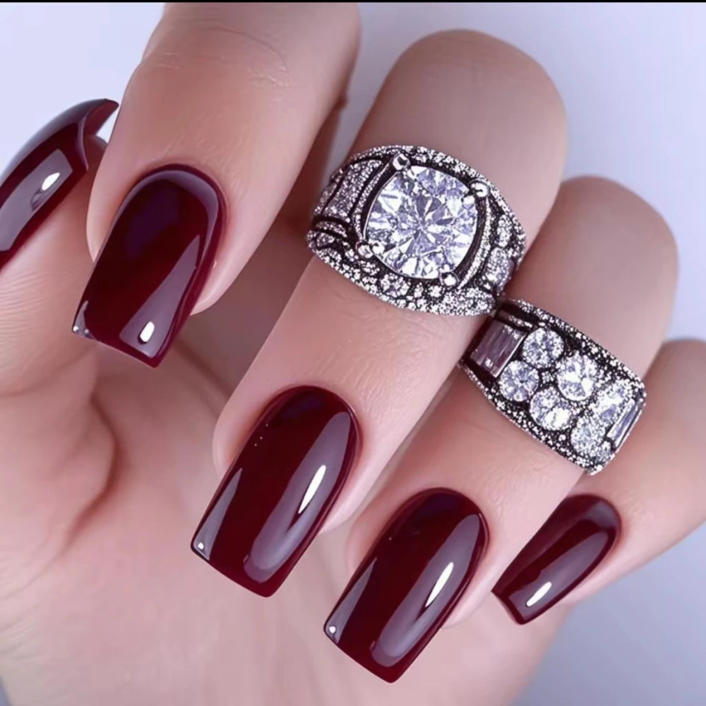 Artificial Press On False Nails Long Acrylic Faux Ongle For Girl Gluing Dark Brown Full Cover Finger Tips Manicure Tool