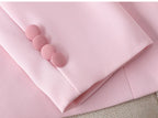 Women's Winter Retro Casual Irregular Suit Jacket Half Skirt Set Commuting Solid Double Breasted Suit Half Skirt Two-piece Set