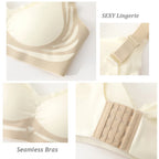 Plus Size Super Gather Push Up Bras Women Soft Support Seamless Underwear Female Full Cup Lift-Up Bras Wireless Soft Sleepwear
