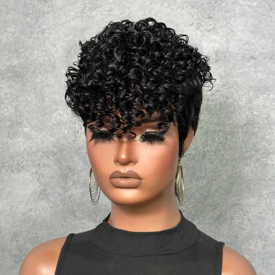 Afro Kinky Curly Wig Human Hair Short Wigs For Woman Human Hair 100% Natural  Brazilian Hair Wigs Full Machine Made