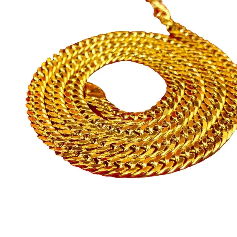 Plated 100% Real Gold 24k 999 necklace thick 999 50cm 999 vacuum electro for women and men Pure 18K Gold Jewelry
