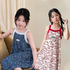 Girls Dress for Teens 11 12 to 13 Years Blue Floral Dress Summer Kids Clothes Casual Sleeveless Children's Dresses 140 150 160cm