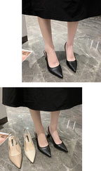 Summer Fashion New Breathable Pointed Toe Stiletto Heel PU Comfortable and Elegant Women's Shoes Shallow Mouth Sexy Sandals