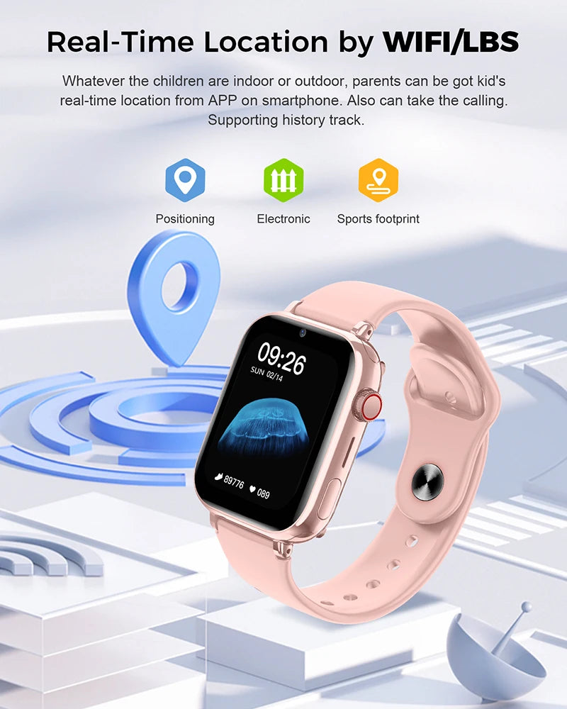 4G SIM Card Smart Watch Kid Smartwatch SOS GPS Location Video Phone Call Watch Children Boy Student Girl Waterproof Smart Watch