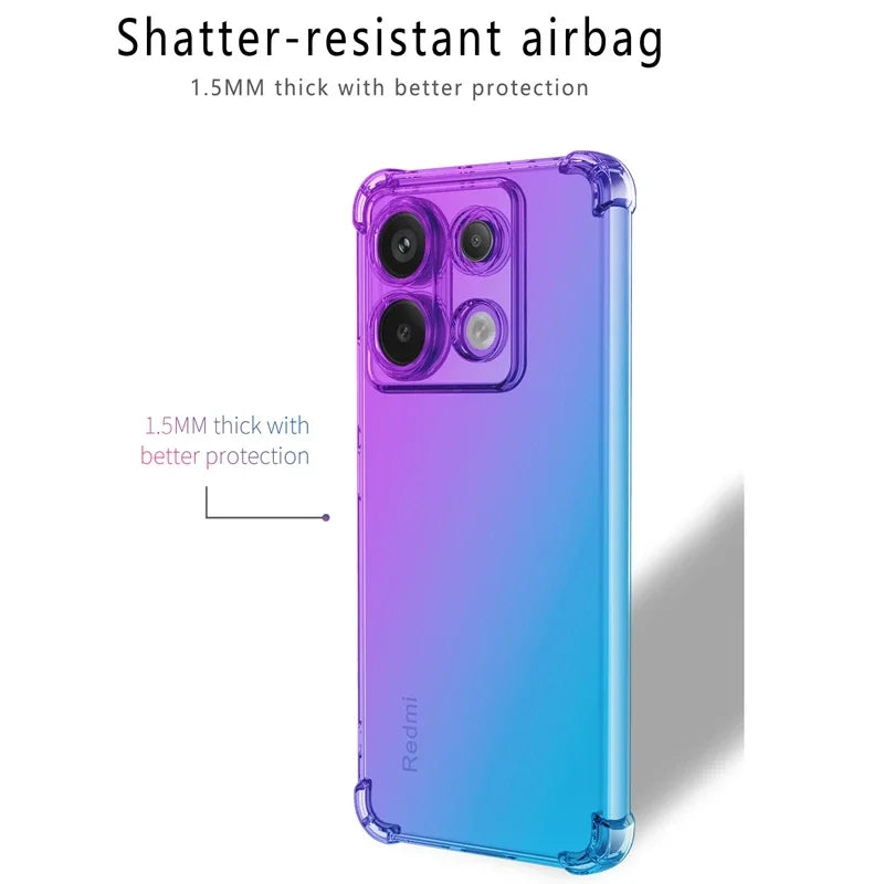 Gradient TPU Case for Xiaomi Redmi Note 14 13 Pro Plus Note 12 12S 11 11S 10 10S Protective Shockproof Cover Fundas Coque Capa