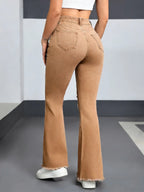 2026 Spring New Arrival Women's Pink Jeans, Blue Heart-Pattern Decorated Stretch Denim Trousers, Fashionable Flared Long Pants.