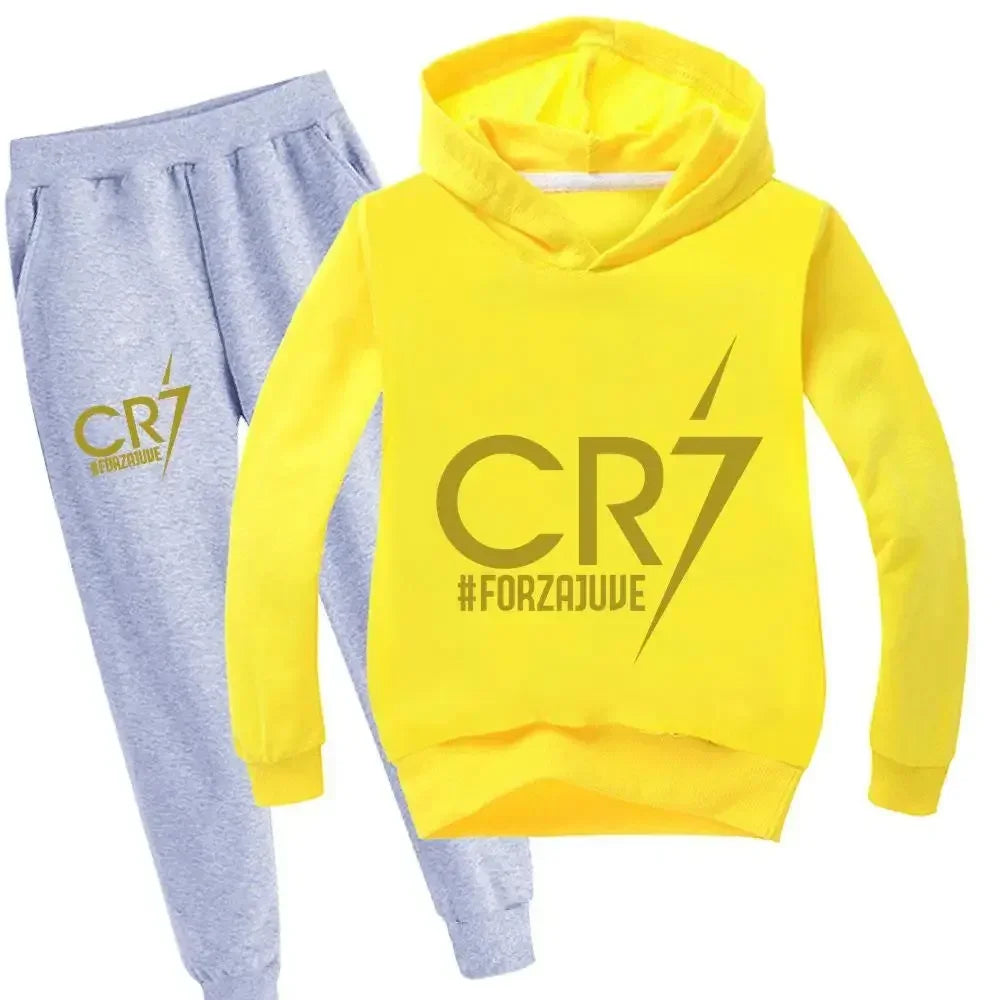 Kid Clothes Hooded Hoodie +Pants Suit Boy 3-12 Years Spring Autumn Sweatshirt Football CR7 Tracksuit Children Holiday Sportsuit