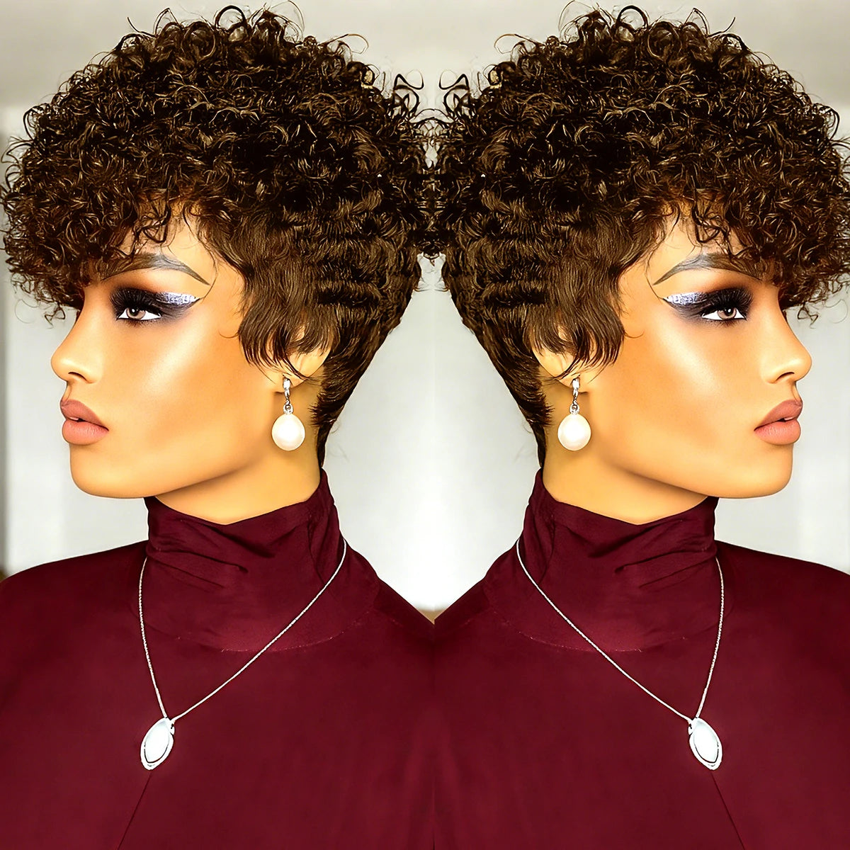 Afro Kinky Curly Wig Human Hair Short Wigs For Woman Human Hair 100% Natural  Brazilian Hair Wigs Full Machine Made
