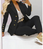 Women's Autumn Clothes Two Piece Set Female Coats and Pants Fashion Versatile Casual Long Sleeve Jacket and Trousers Suit 2023