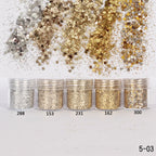 Holographic Glitter set 4 different shines Nail Sequins 10 grams each jar Holographic Cosmetic Festival Chunky Glitters Sequins