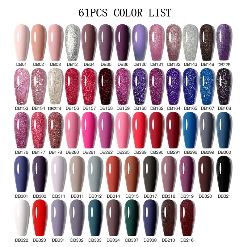Mtssii 20/40/60Pcs Nail Gel Polish Set Kit Nude Pink Glitter Nail Art UV Gel Manicure Set Vernis Semi Permanent Base Top Coat