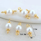 5mm 6mm 8mm 14k Gold Color Plated Brass Pearl Connector High Quality Diy Jewelry Accessories