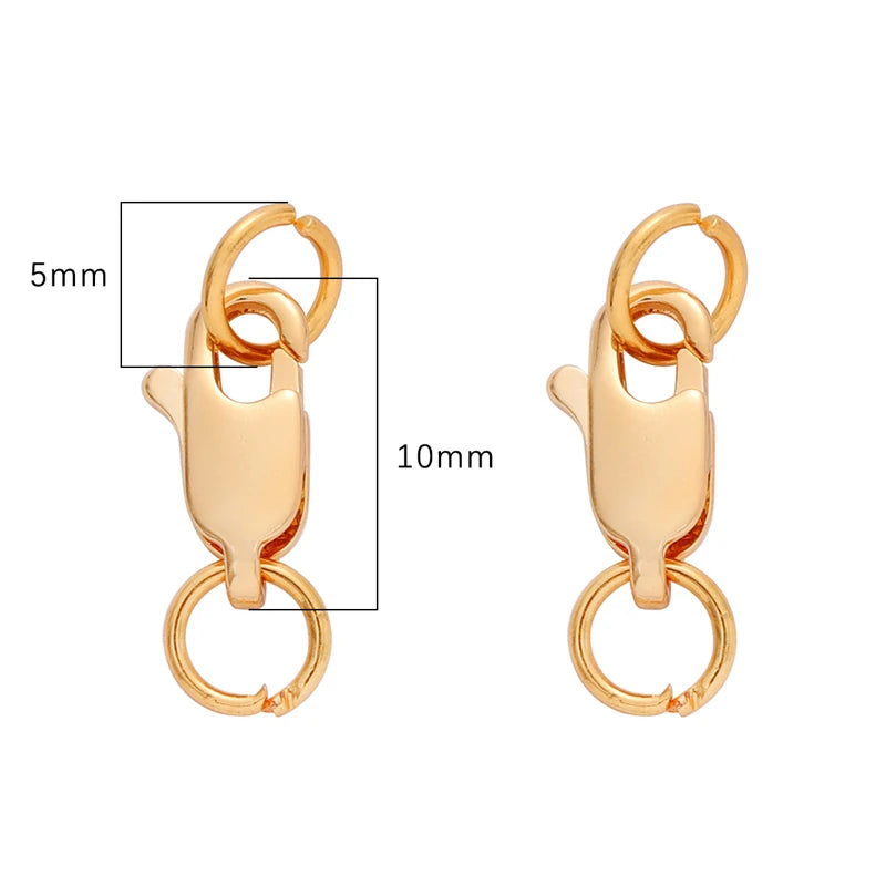 1/2 Set Copper 14K/18K Gold Plated Lobster Clasp With Open Jump Rings For Bracelet Necklace Chains Connectors DIY Jewelry Making