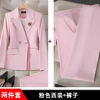 Women's Winter Retro Casual Irregular Suit Jacket Half Skirt Set Commuting Solid Double Breasted Suit Half Skirt Two-piece Set