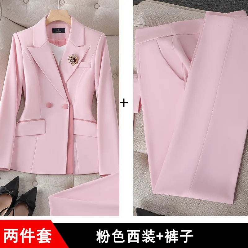 Women's Winter Retro Casual Irregular Suit Jacket Half Skirt Set Commuting Solid Double Breasted Suit Half Skirt Two-piece Set