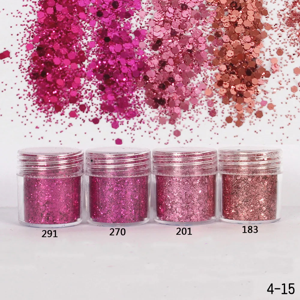 Holographic Glitter set 4 different shines Nail Sequins 10 grams each jar Holographic Cosmetic Festival Chunky Glitters Sequins