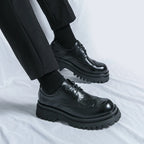 Fashion Patent Leather Men's Formal Shoes Comfortable Platform Luxury Genuine Leather New Elegant Man Wedding Social Derby Shoes