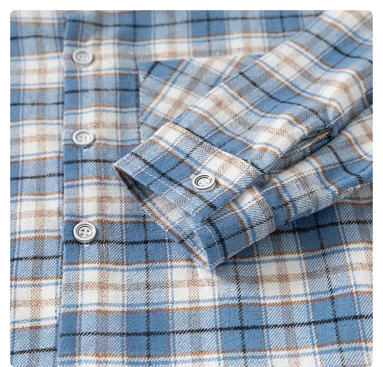 Spring Autumn Kids Plaid Long Sleeve Shirt Korean Style Boys Girls Loose Oversized Top Light Outerwear Casual Children Blouse