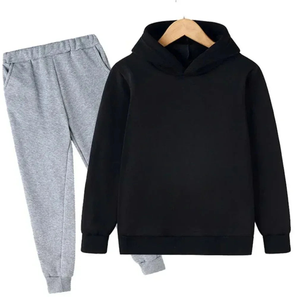 Autumn and Winter Children's Fashion Sports Hoodie+Pants Set for Boys and Girls Aged 4-14, Casual and Comfortable 2-piece Set