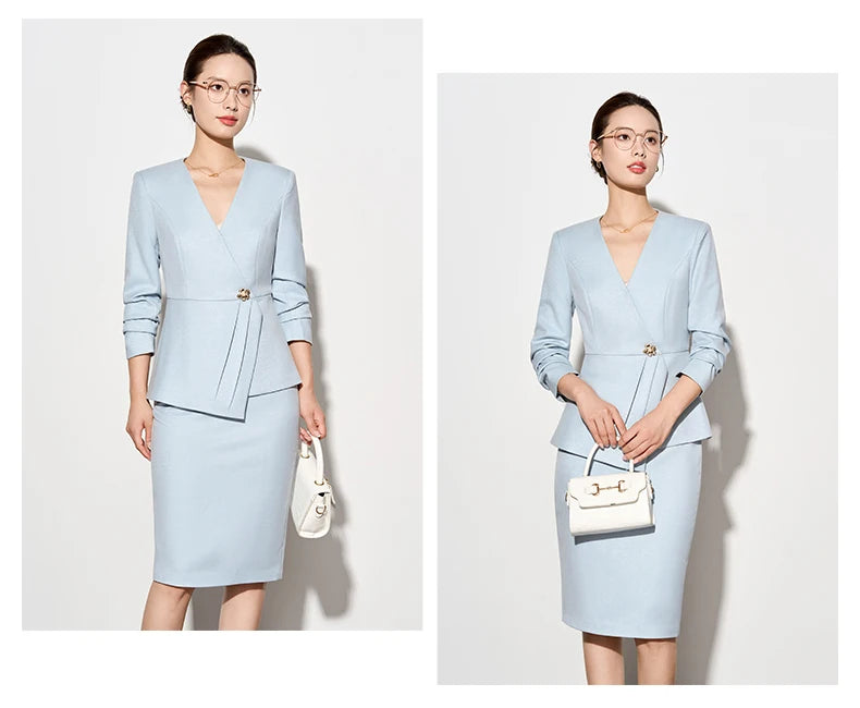 ZJYT Autumn 2025 Women Blazer Skirt Suit 2 Pieces Matching Sets Korean Fashion Office Lady Outfit Business Commuter Work Wear