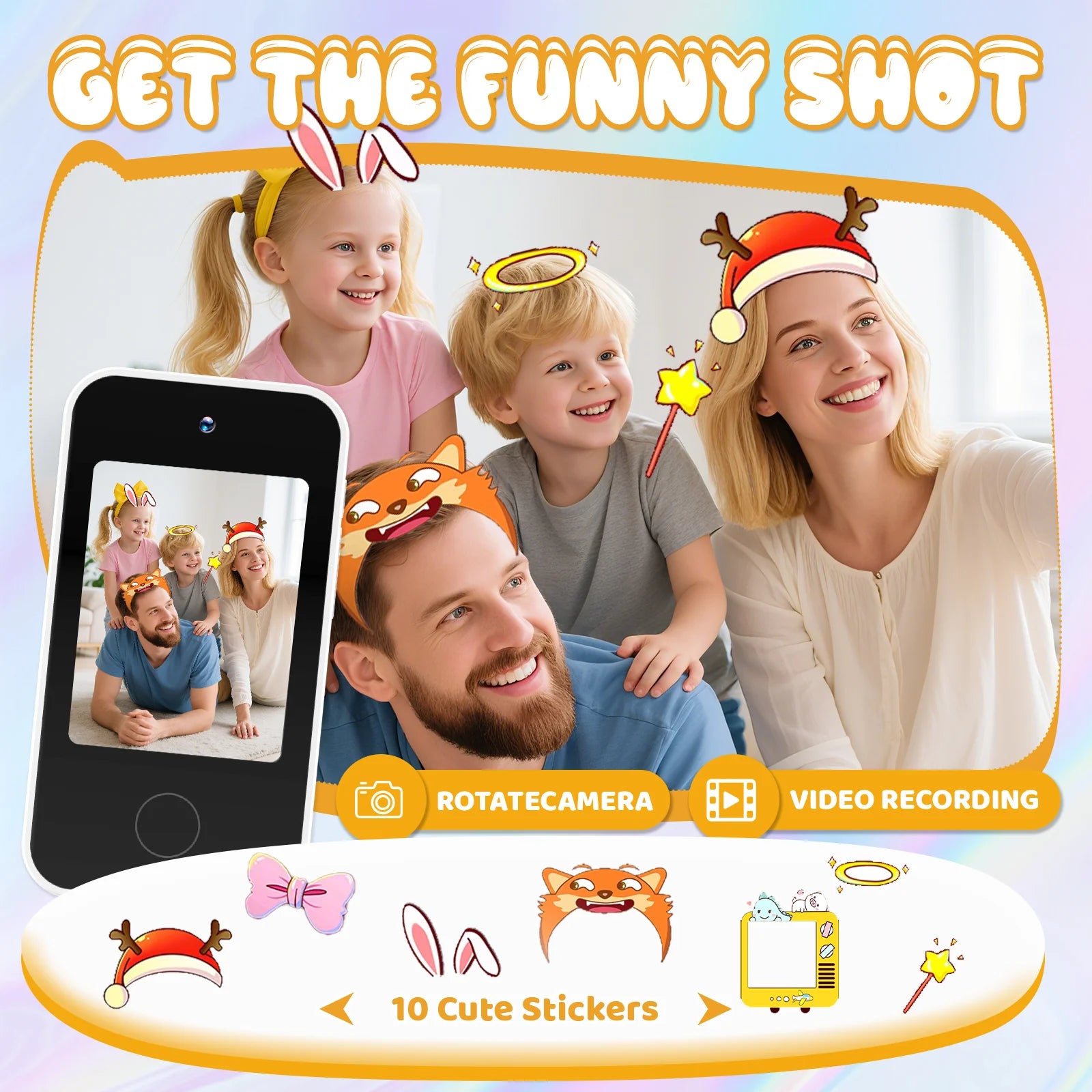 [Smart Phone] 2.8" Kids Smart Phone for Girls | Dual Camera| USB | 600mA battery| Game&Music&Alarm&Calculator，Kids Camera