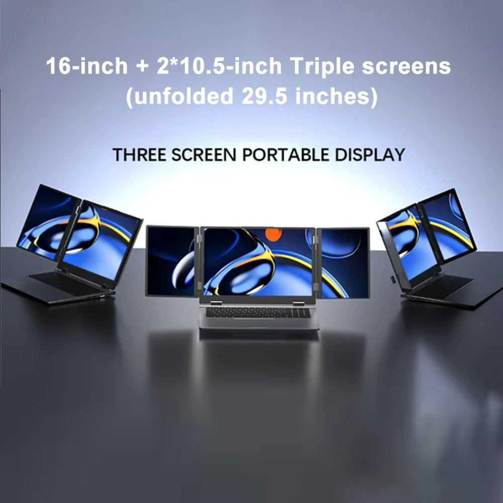 16+2*10.5 Inch Triple Screen Laptop Intel Core I5 12450H 32GB RAM 2TB Notebook Fingerprint/Face Recognition Unlocking Office PC