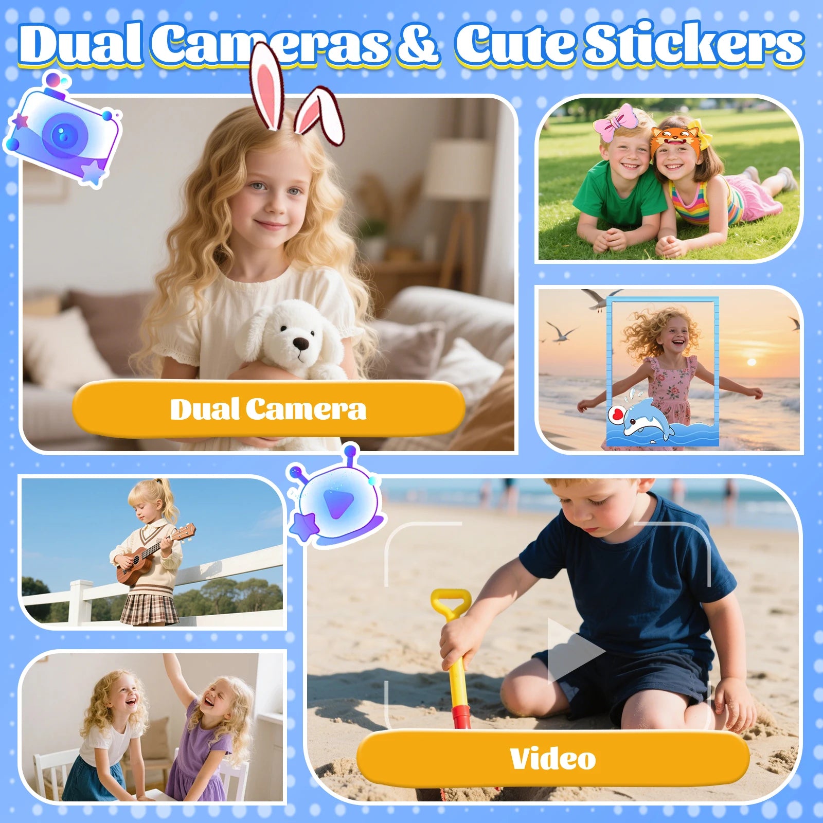 [Smart Phone] 2.8" Kids Smart Phone for Girls | Dual Camera| USB | 600mA battery| Game&Music&Alarm&Calculator，Kids Camera