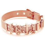Fashion Stainless Steel For Woman Men Bracelet Mesh Bracelet Set Crystal Heart Anchor Charm Fine Bracelet Bangle Female Lover