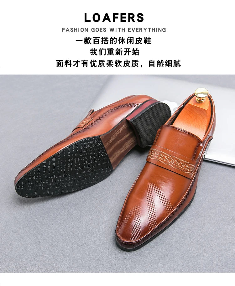 Luxury Dress Shoes Man Classic Leather Shoes Brand Men's Italian Shoes Pointed Toe Business Formal Shoes For Men Oxfords Loafers