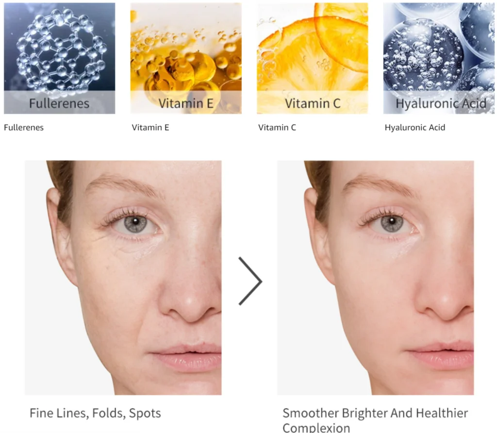 35Capsules Fullerene Anti-Aging Powder Capsule Face Serum Firming Fade Fine Lines Vitamin C Whitening Dark Spot Remover Skin