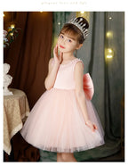 2-10 Years Girls Princess Dress Summer Tulle Big Bow Girls Wedding Dress Piano Performance Costume Host Costume New Kids Clothes