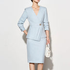 ZJYT Autumn 2025 Women Blazer Skirt Suit 2 Pieces Matching Sets Korean Fashion Office Lady Outfit Business Commuter Work Wear