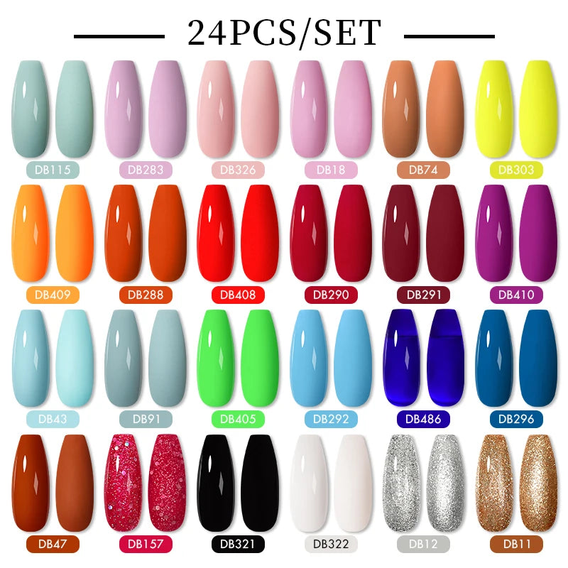 Mtssii 20/40/60Pcs Nail Gel Polish Set Kit Nude Pink Glitter Nail Art UV Gel Manicure Set Vernis Semi Permanent Base Top Coat