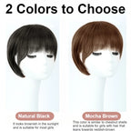 100% Human Hair Short Wig with Bangs Fashionable Women Natural Looking Black Hairpiece Breathable Cap Wig for Daily Wear Cosplay