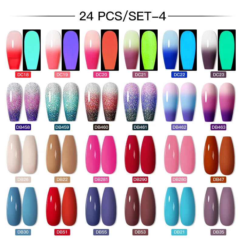Mtssii 20/40/60Pcs Nail Gel Polish Set Kit Nude Pink Glitter Nail Art UV Gel Manicure Set Vernis Semi Permanent Base Top Coat