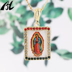 14k Gold Plated Our Lady of Guadalupe Pendant Catholic Religious Virgen De Guadalupe Oro Cadena Medalla Jewelry