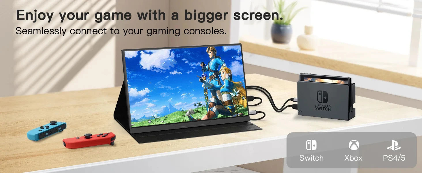LANLIPU14`15.6`16 inch Portable Monitor FHD 1200P USB-C HDMI External Second Screen for Mac Laptop PC Switch Xbox PS4/5 Xbox