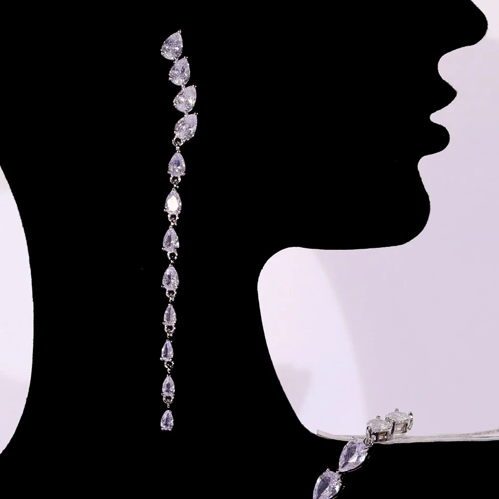 2024 Fashion Zircon Pendant Choker Water Drop for Women Vintage Clavicle Chain Crystal Collar Necklace Bridal Jewelry Sets Gift
