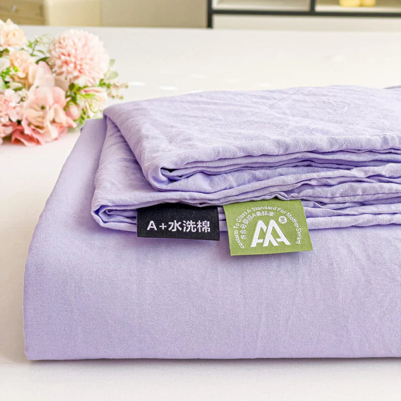 Washed Cotton Bed Flat Sheet for Double Bed Plain Solid Color Top Sheets Single/Queen/King Flat Bedsheets Home Bed Linen Sheets
