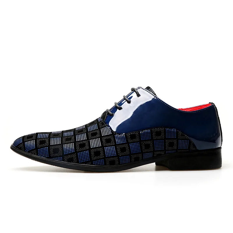 Elegant Red Men's Casual Leather Shoes Pointed-Toe Lace-up Men's Dress Shoes Comfortable Formal Shoes zapatos de vestir hombre