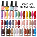 Mtssii 20/40/60Pcs Nail Gel Polish Set Kit Nude Pink Glitter Nail Art UV Gel Manicure Set Vernis Semi Permanent Base Top Coat