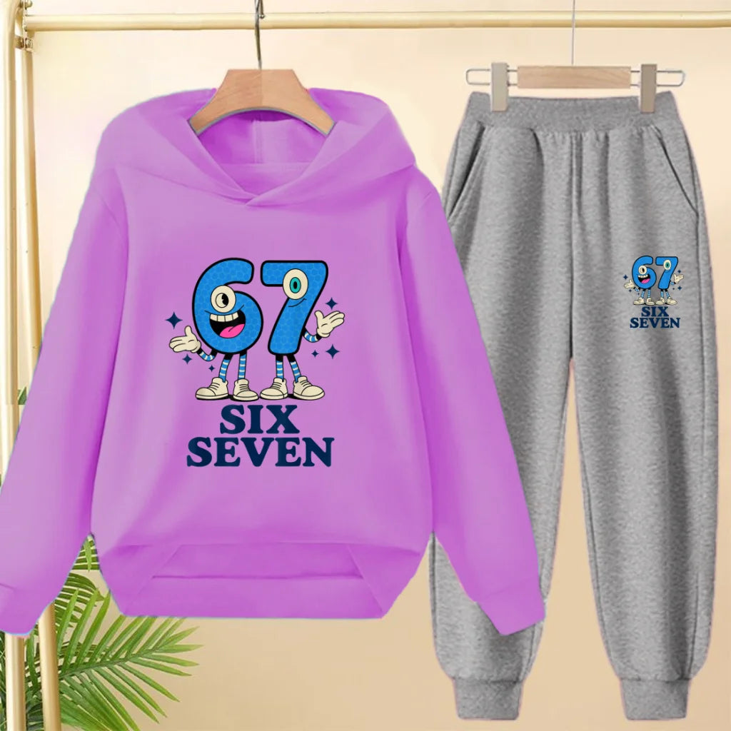 Kids Leisure Clothes Boy Girls Spring Hoodie 67 six seven Print Graphic Children Clothing 3 To 12 Age Comfortable Sportswear Set
